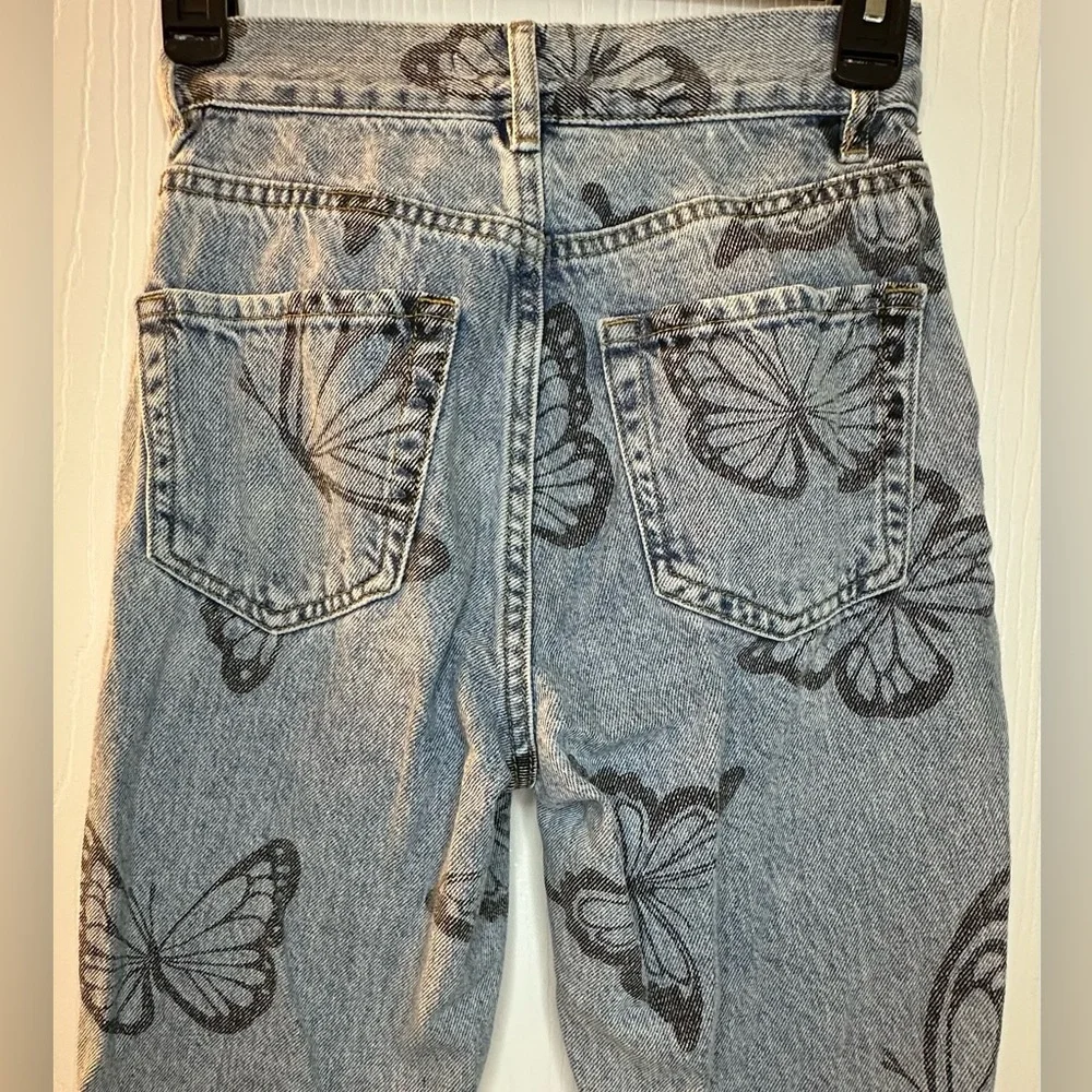 PacSun Eco‎ butterfly high rise straight 5 button distressed jeans women’s 23